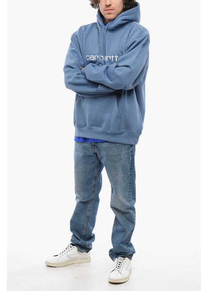 Bluze de trening Carhartt Fleeced Cotton Hoodie With Embroidered Logo Blue Barbati (BM 17288242) 4