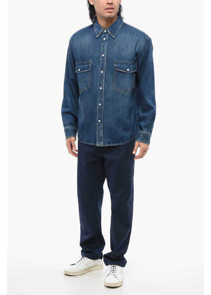 Geci de blugi 1989 STUDIO Denim Overshirt With Double Breast Pocket And Embossed Logo Blue Barbati (BM 17288266) 4