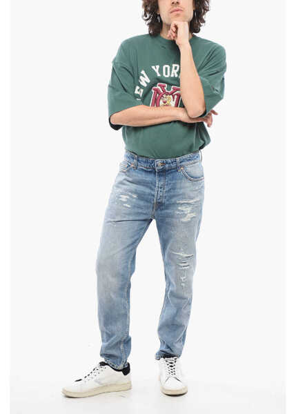 Blugi slim fit Department Five Distressed Effect Slim Fit Drake Jeans 17Cm Blue Barbati (BM 17288392) 4