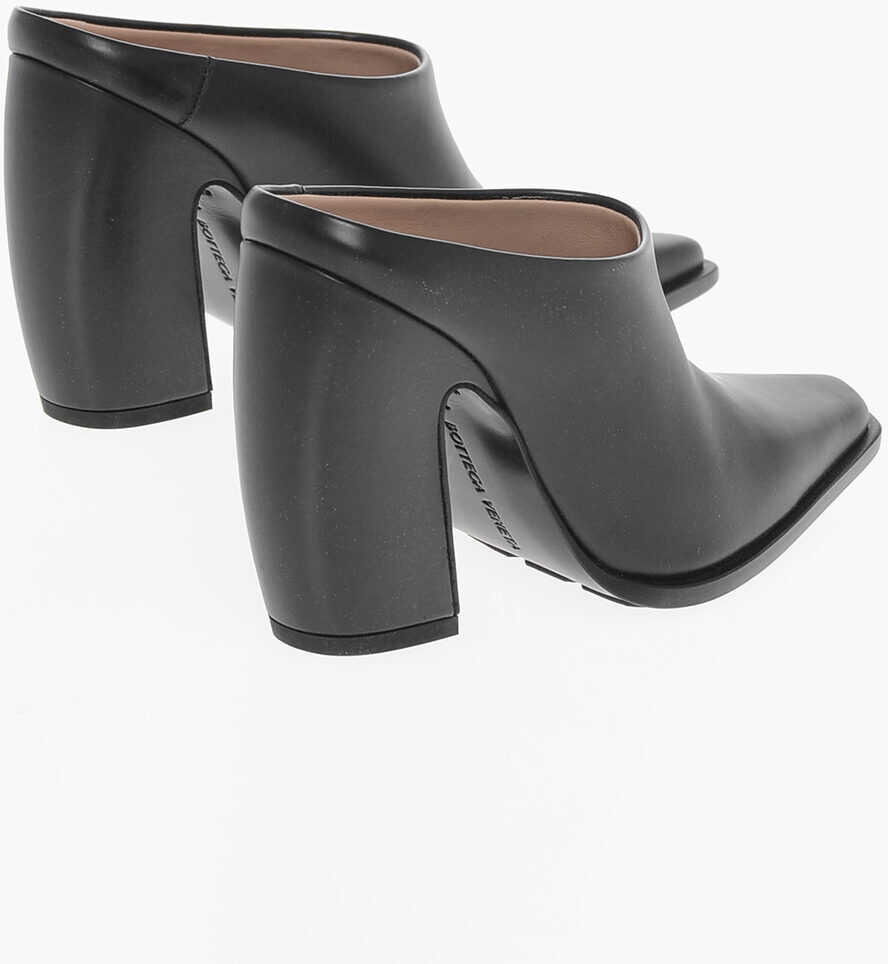 Saboti Bottega Veneta Leather Tex Mules With Covered Heel 10Cm Black Femei (BM 17288728) 2
