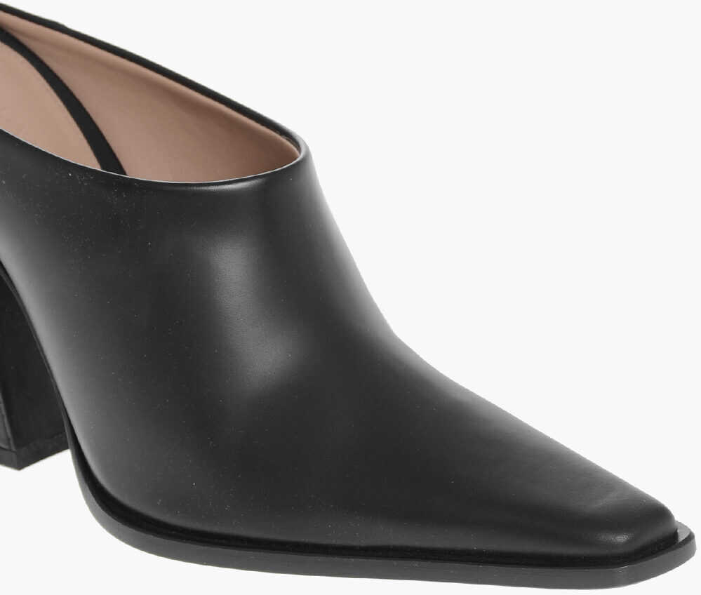 Saboti Bottega Veneta Leather Tex Mules With Covered Heel 10Cm Black Femei (BM 17288728) 4