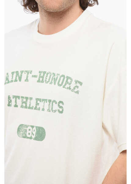 Tricouri 1989 STUDIO Solid Color Saint-Honore Athletics Crewneck T-Shirt With Con White Barbati (BM 17288743) 3