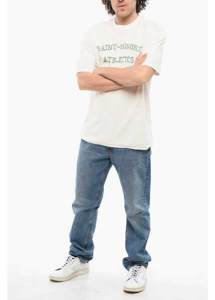 Tricouri 1989 STUDIO Solid Color Saint-Honore Athletics Crewneck T-Shirt With Con White Barbati (BM 17288743) 4