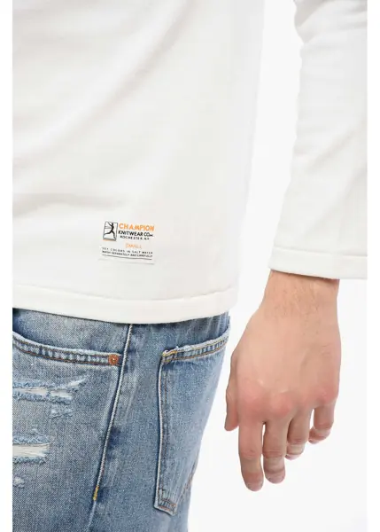 Bluze de trening Champion Solid Color Cotton Crew-Neck Sweatshirt White Barbati (BM 17288779) 3