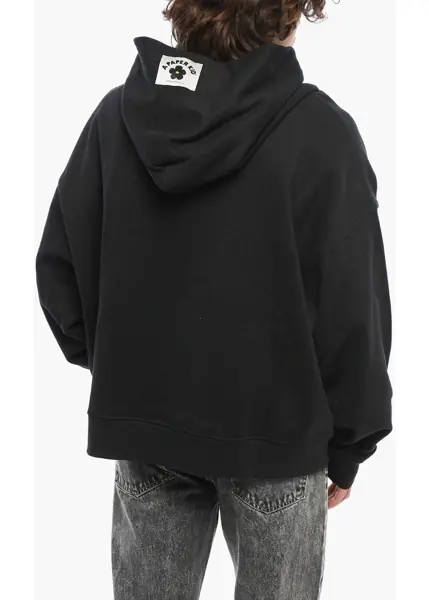 Bluze de trening A PAPER KID Washed Effect Hoodie With Patch Pocket Black Barbati (BM 17288785) 2