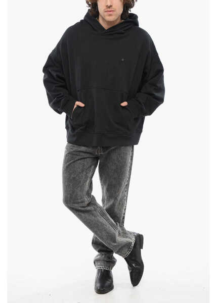 Bluze de trening A PAPER KID Washed Effect Hoodie With Patch Pocket Black Barbati (BM 17288785) 4