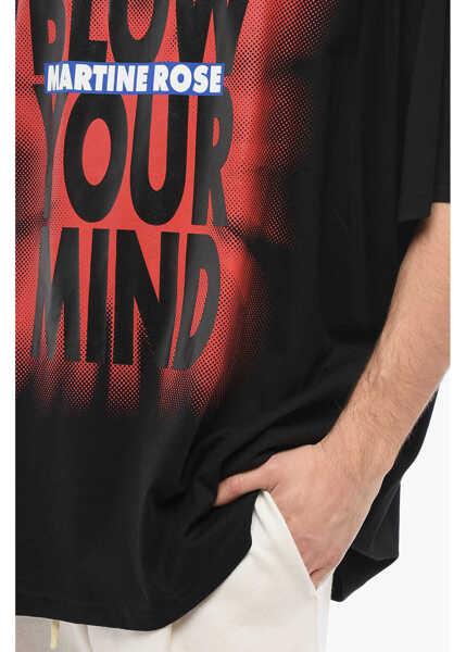 Tricouri MARTINE ROSE Gradient Effect Oversized Blow Your Mind Crew-Neck T-Shirt Black Barbati (BM 17288809) 3