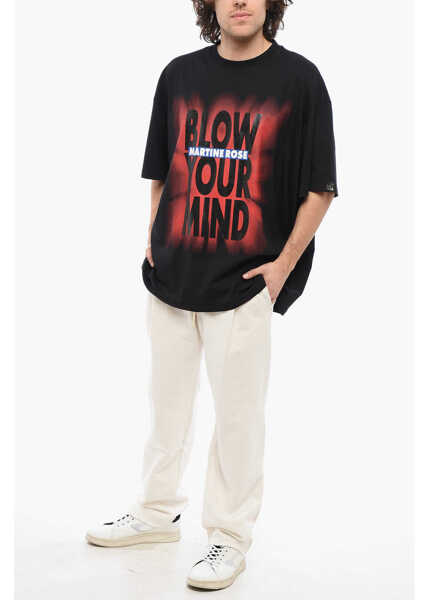 Tricouri MARTINE ROSE Gradient Effect Oversized Blow Your Mind Crew-Neck T-Shirt Black Barbati (BM 17288809) 4