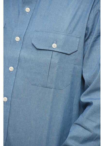 Camasi de blugi SALVATORE PICCOLO Denim Shirt With Double Breast Pockets Blue Barbati (BM 17288818) 3