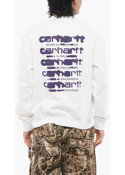Bluze de trening Carhartt Brushed Cotton Crew-Neck Sweatshirt With Contrasting Printed White Barbati (BM 17288824) 2