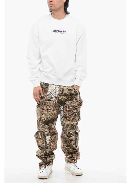 Bluze de trening Carhartt Brushed Cotton Crew-Neck Sweatshirt With Contrasting Printed White Barbati (BM 17288824) 4