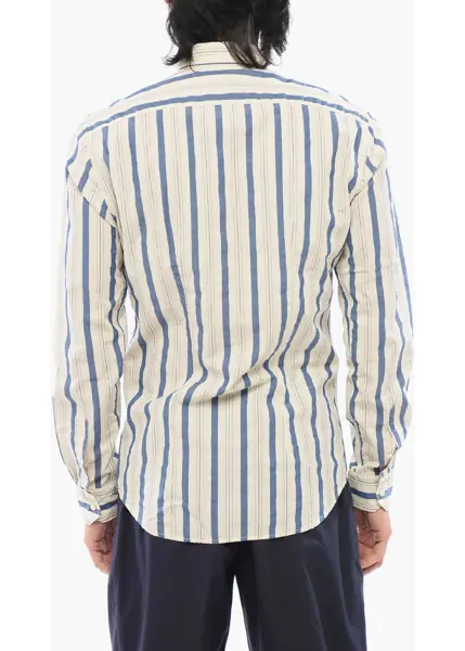 Camasi casual Brian Dales Balanced Striped Shirt With Spread Collar Beige Barbati (BM 17288827) 2