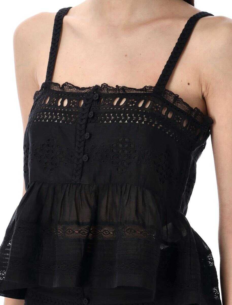 Topuri Isabel Marant Isabel Marant toile Denys Top Black Femei (BM 17292267) 3