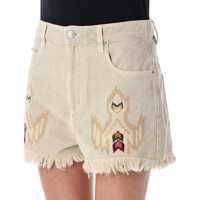 Pantaloni scurti Isabel Marant Dama - Pantaloni casual Isabel Marant Isabel Marant toile Lesia Shorts Beige Femei (BM 17292522) - B-mall.ro