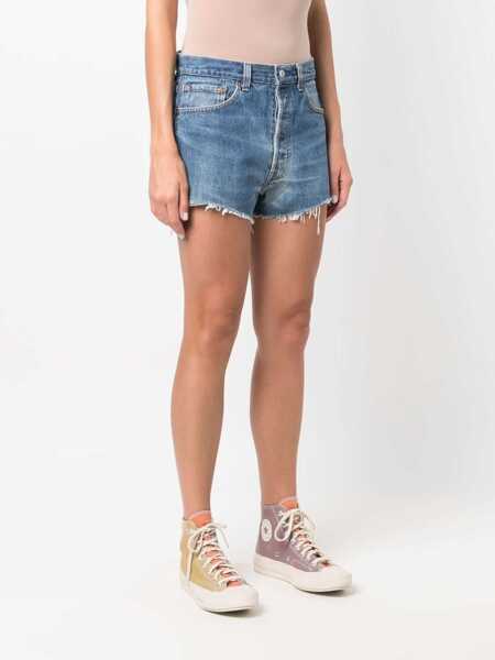Pantaloni scurti RE/DONE Re/Done Raw Cut Denim Shorts BLUE Femei (BM 17292762) 3