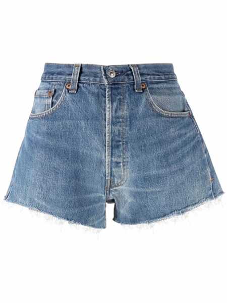 Pantaloni scurti RE/DONE Re/Done Raw Cut Denim Shorts BLUE Femei (BM 17292762) 1