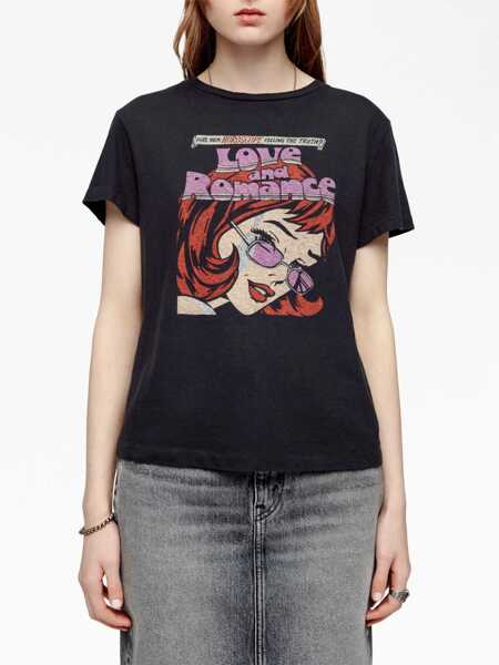 Tricouri RE/DONE Re/Done Romance Cotton T-Shirt Black Femei (BM 17293851) 3