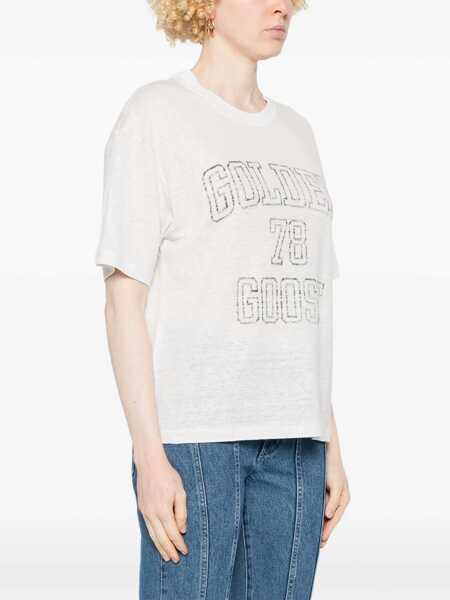 Tricouri Golden Goose Golden Goose Linen T-Shirt WHITE Femei (BM 17297469) 3