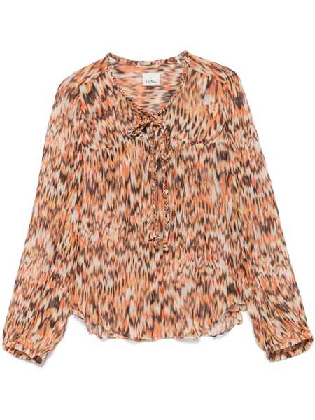 Topuri Isabel Marant Isabel Marant Ametissa Printed Cotton Top ORANGE Femei (BM 17297628) 1