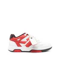 Sneakers 'Out Of Office' Red Low Sneakers With Arrow Motif And Zip-Tie Tag In Fabric And Leather Man Barbati