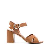 Pantofi cu toc 'Benni Block' Brown Heeled Sandal With Open Toe And Ankle Strap In Leather Woman Femei