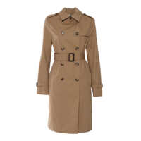 Trenciuri DOUBLE-BREASTED MIDI TRENCH COAT, WATER REPELLENT COTTON BLEND, SEALUP CHAIN LINING, GENUINE LEATHER BUCKLE, HORN BUTTONS WITH LOGO Femei