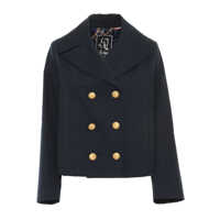Paltoane AGLAIA SHORT PEACOAT, COTTON, SEALUP CHAIN PRINTED LINING, MARTINGALE ON THE BACK, BRASS BUTTONS Femei