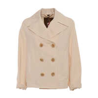 Paltoane AGLAIA SHORT PEACOAT, DYED FABRIC, BUTTONS WITH COROZO LOGO, RED PIPING, SPECIAL GENOVA LABEL Femei