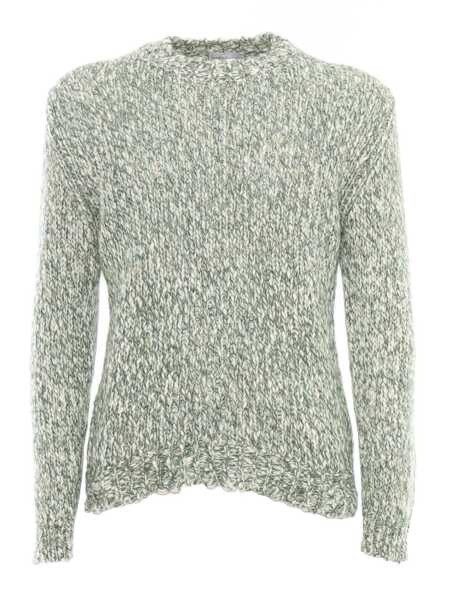 Pulovere SETTE FILI CASHMERE Macro Tweed knitted round neck sweater Green Barbati (BM 17303844) 1