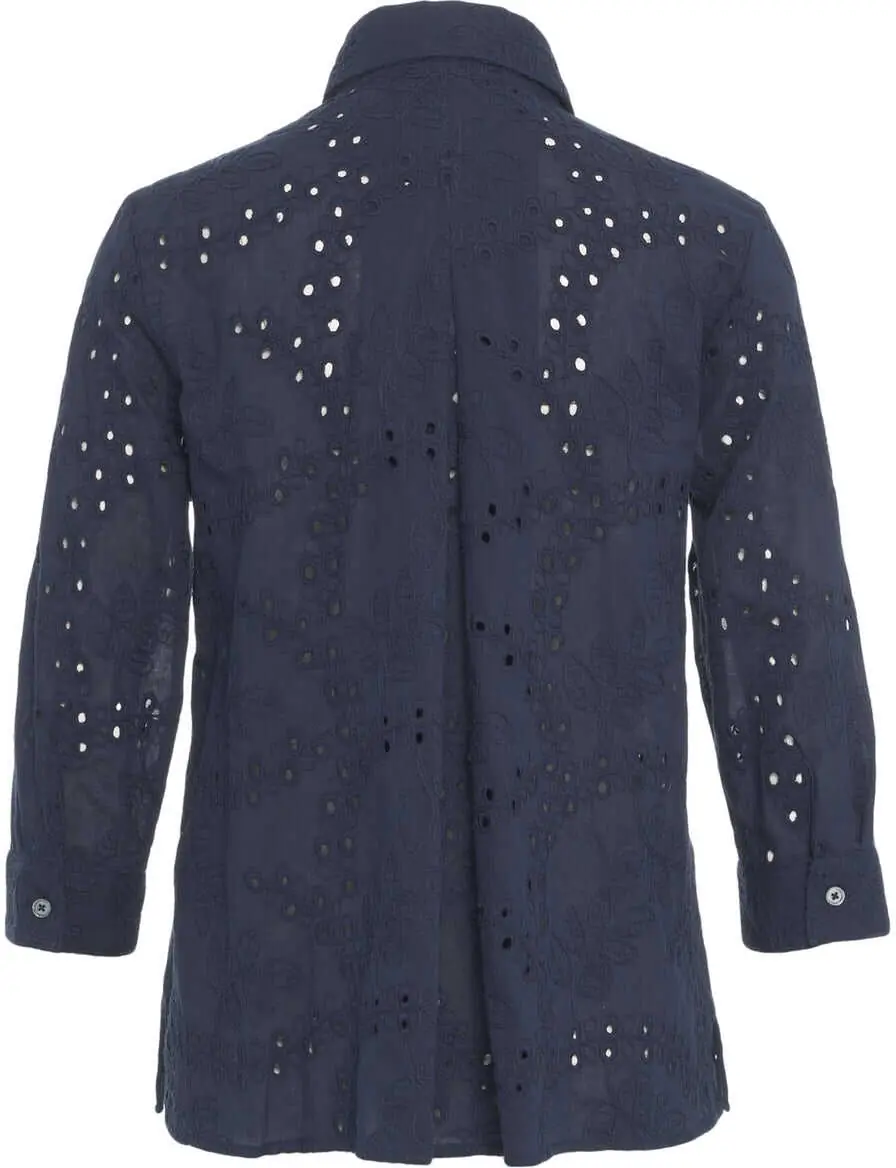 Bluze Himons Blouse with perforated embroidery Blue Femei (BM 17303887) 3