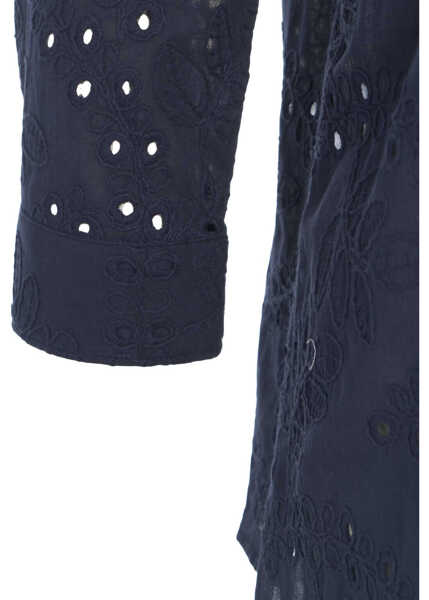 Bluze Himons Blouse with perforated embroidery Blue Femei (BM 17303887) 4