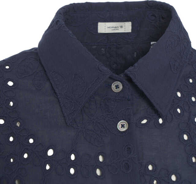 Bluze Himons Blouse with perforated embroidery Blue Femei (BM 17303887) 5