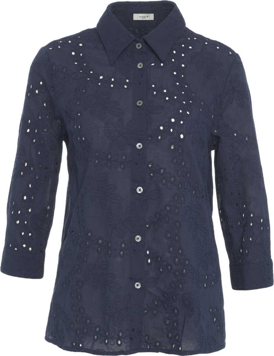 Bluze Himons Blouse with perforated embroidery Blue Femei (BM 17303887) 1
