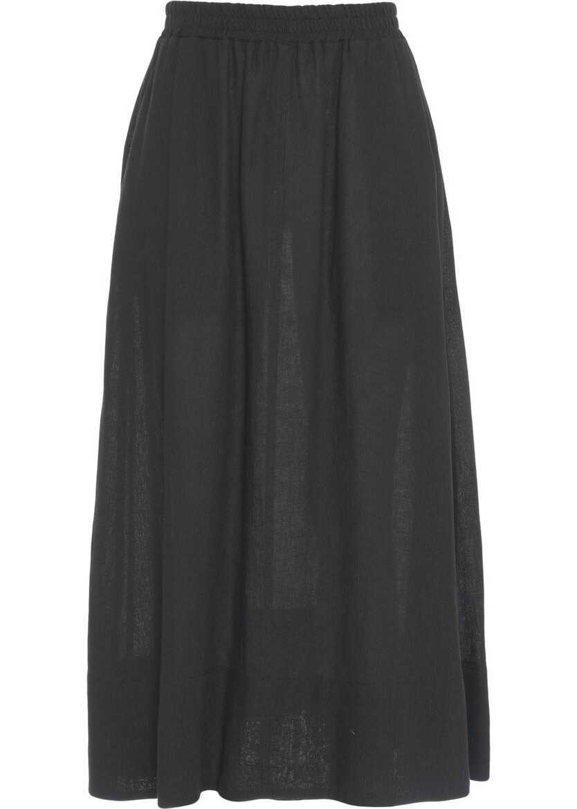 Rochii lungi Kaos Linen skirt with pockets Black Femei (BM 17303899) 1