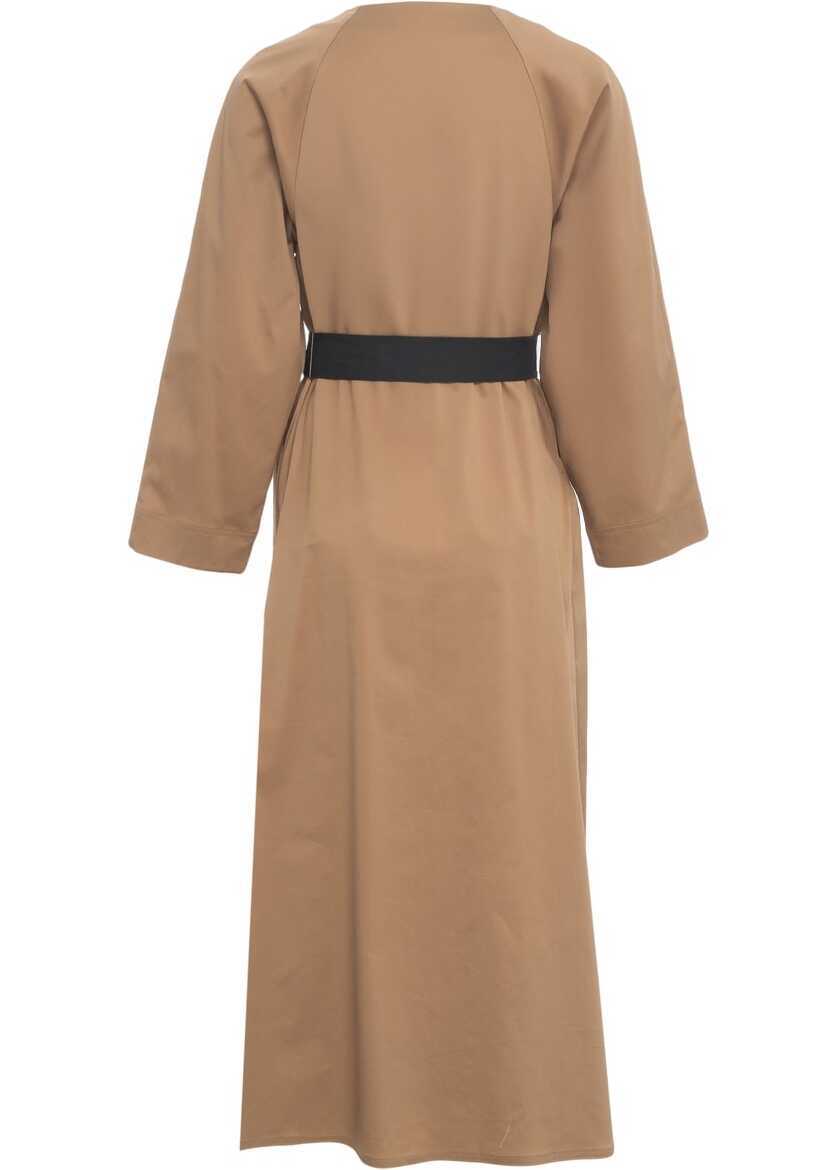 Rochii lungi Gender Maxi dress with waist belt Brown Femei (BM 17304010) 3