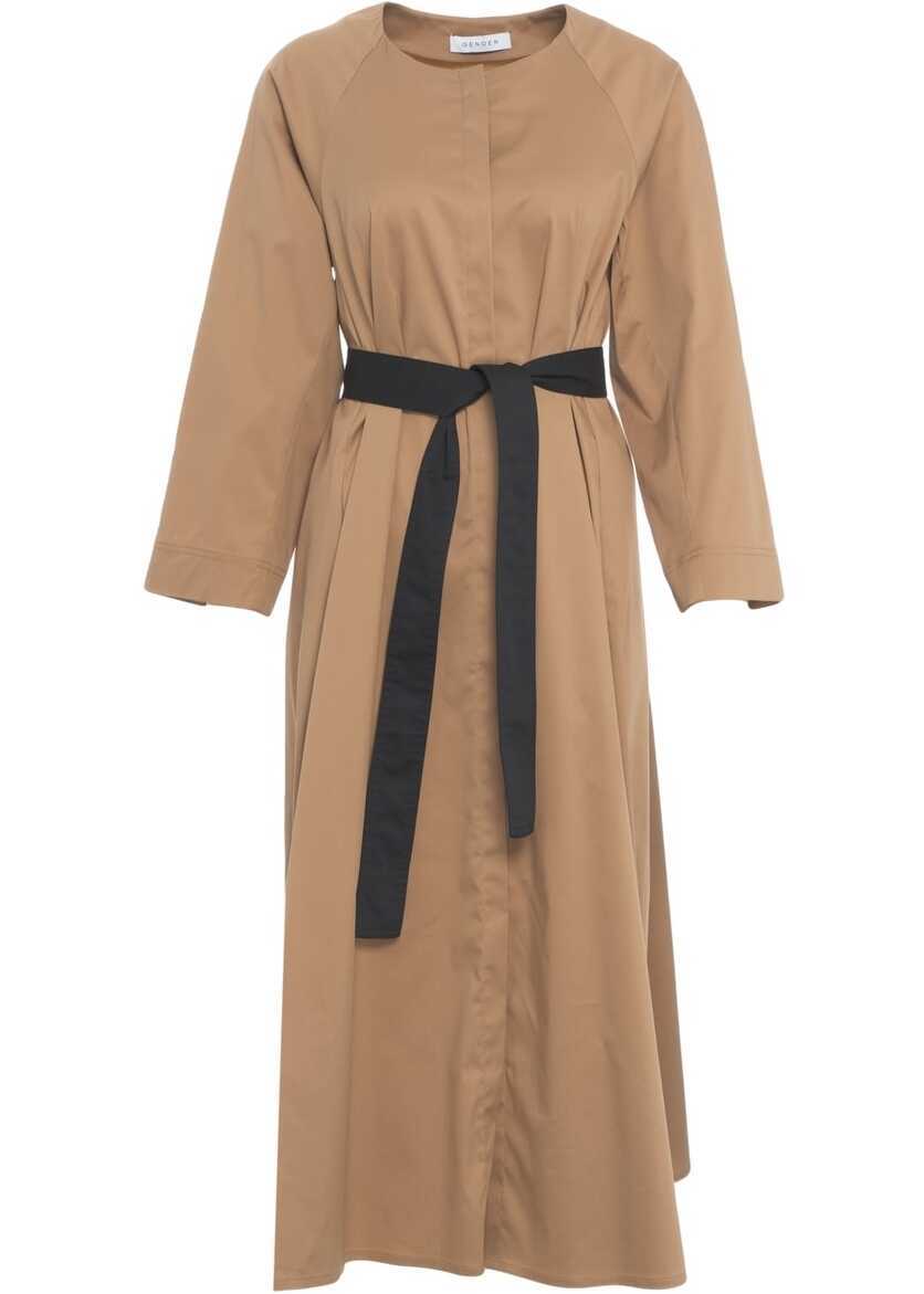 Rochii lungi Gender Maxi dress with waist belt Brown Femei (BM 17304010) 1
