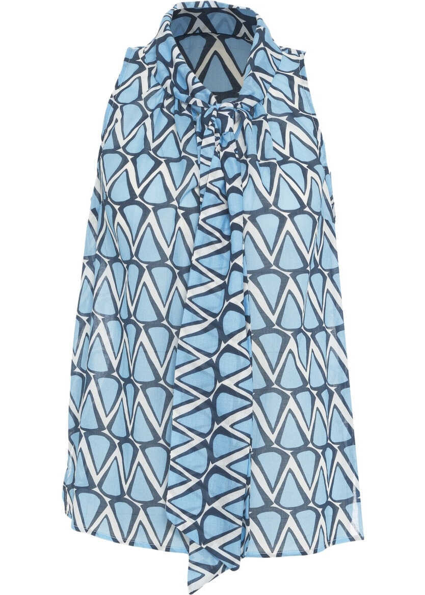 Bluze Himons Blouse with bow tie detail Blue Femei (BM 17304013) 1