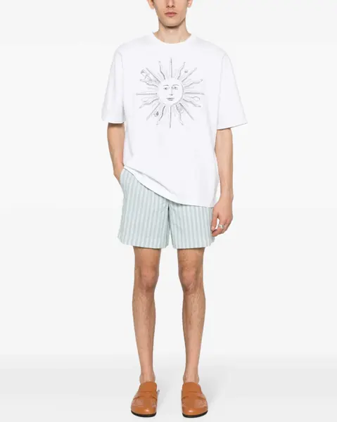 Pantaloni scurti MAISON KITSUN Awning Striped Cotton Shorts With Frontal Maxi Pockets Green Barbati (BM 17304232) 2