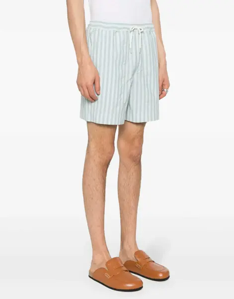 Pantaloni scurti MAISON KITSUN Awning Striped Cotton Shorts With Frontal Maxi Pockets Green Barbati (BM 17304232) 3