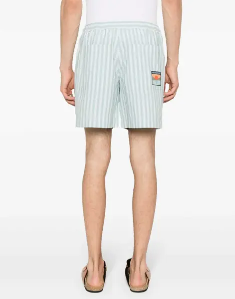 Pantaloni scurti MAISON KITSUN Awning Striped Cotton Shorts With Frontal Maxi Pockets Green Barbati (BM 17304232) 4