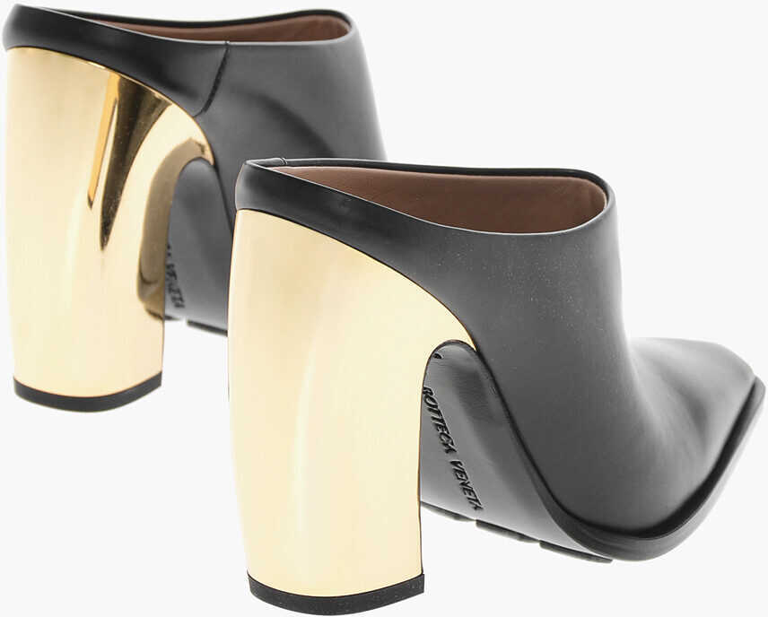 Saboti Bottega Veneta Metal Heel Tokyo Leather Mules 11Cm Black Femei (BM 17304325) 2