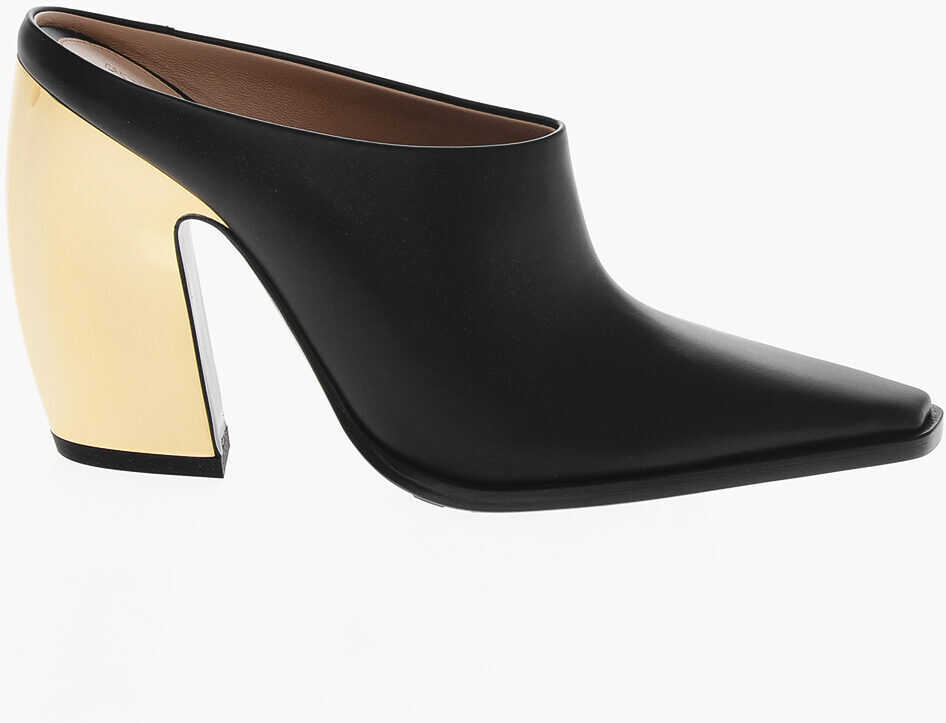 Saboti Bottega Veneta Metal Heel Tokyo Leather Mules 11Cm Black Femei (BM 17304325) 3