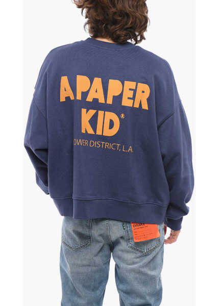 Bluze de trening A PAPER KID Brushed Cotton Crew-Neck Sweatshirt With Maxi Back Print Blue Barbati (BM 17304334) 2