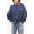 A PAPER KID Brushed Cotton Crew-Neck Sweatshirt With Maxi Back Print Blue