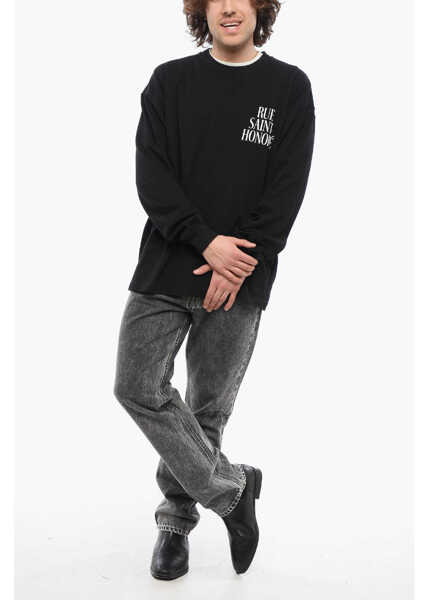 Tricouri 1989 STUDIO Long Sleeved Rue-Saint-Honore Crew-Neck T-Shirt Black Barbati (BM 17304358) 4