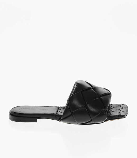 Sandale fara toc Bottega Veneta Woven Leather Lido Sliders Black Femei (BM 17304367) 3