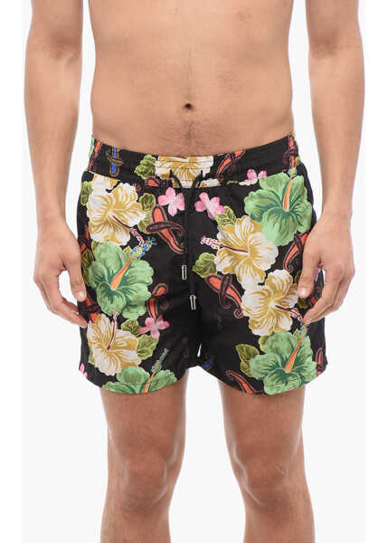 Sorturi de baie ETRO Floral Patterned Swim Shorts With 2 Pockets Black Barbati (BM 17304409) 1