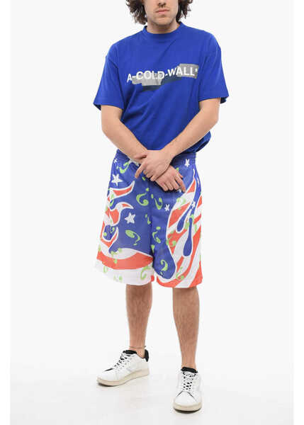 Pantaloni scurti SKY HIGH FARM All-Over Printed Perforated Shorts With Drawstring Waist Blue Barbati (BM 17304415) 4