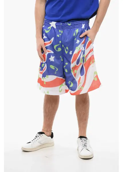 Pantaloni scurti SKY HIGH FARM All-Over Printed Perforated Shorts With Drawstring Waist Blue Barbati (BM 17304415) 1