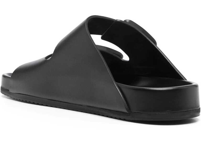 Sandale fara toc Balenciaga Leather Sunday Sliders With Double Buckle Black Femei (BM 17305270) 3